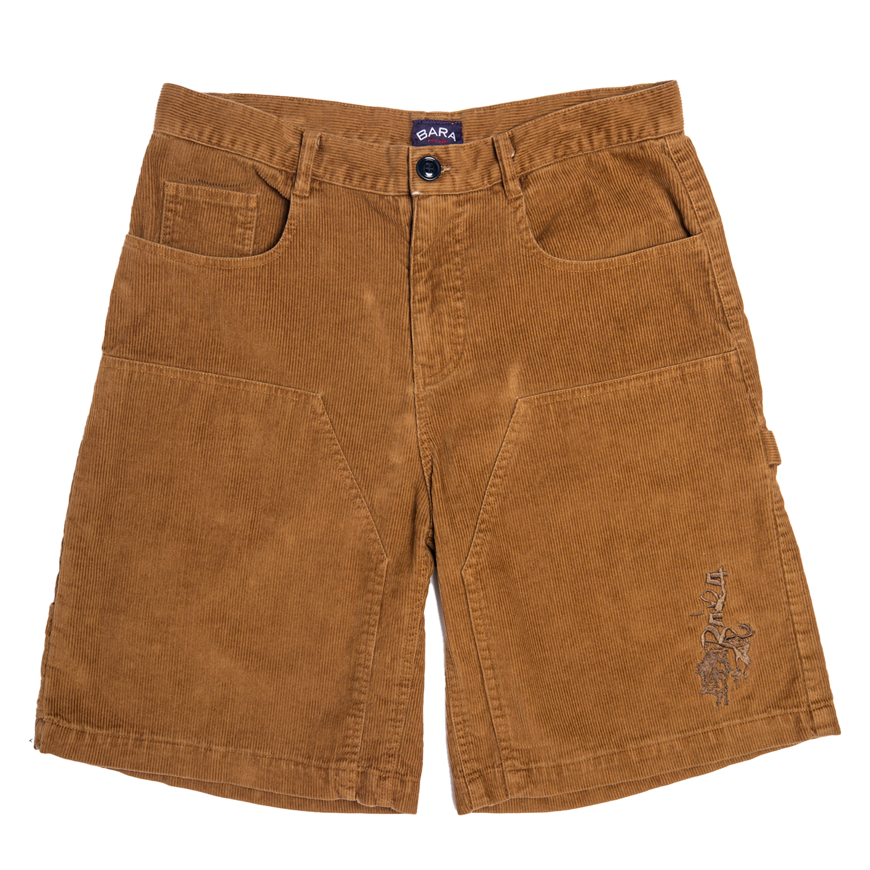 BARA Tan Washed Corduroy Double Knee Carpenter Shorts