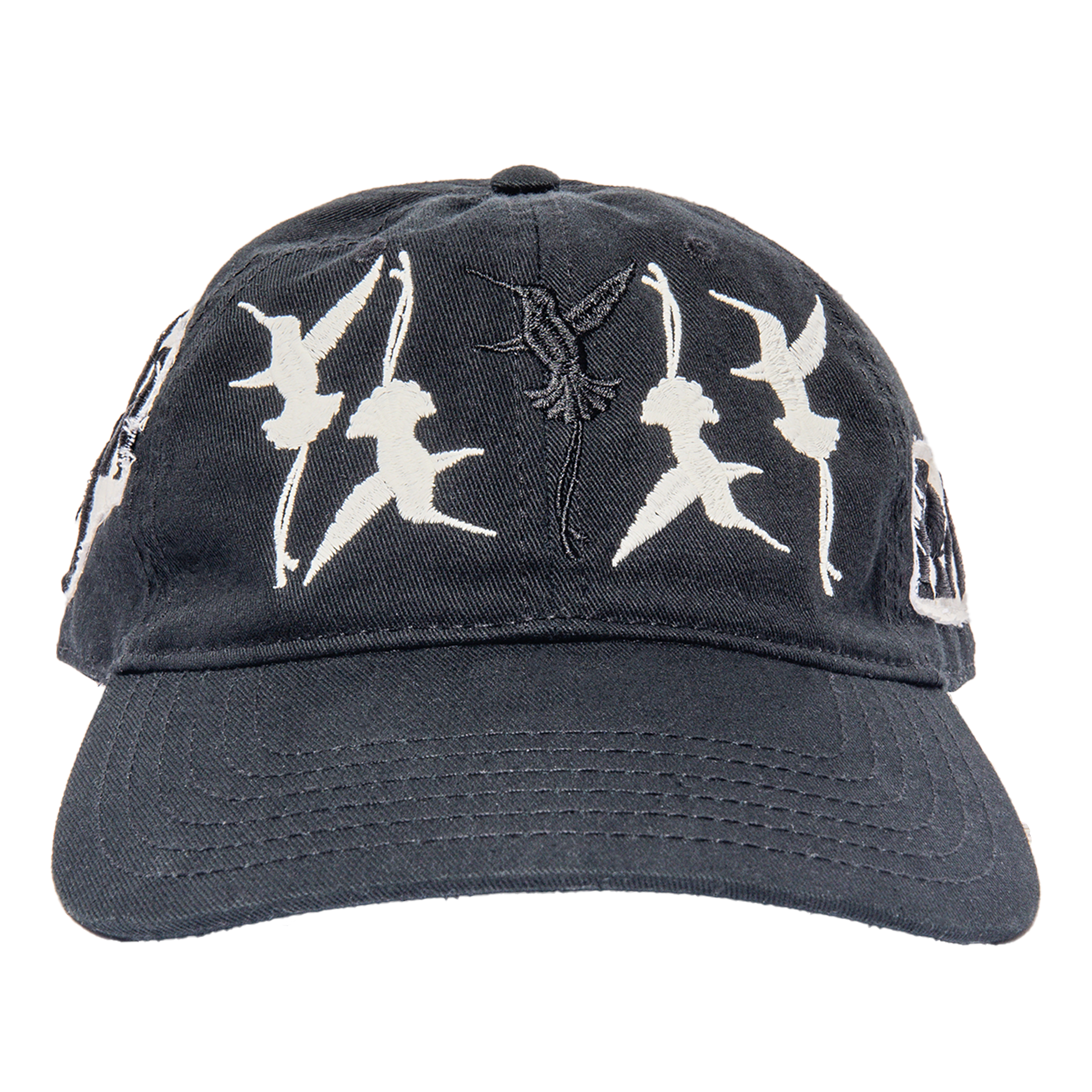 Embroidered Stitch Distressed Black Hat